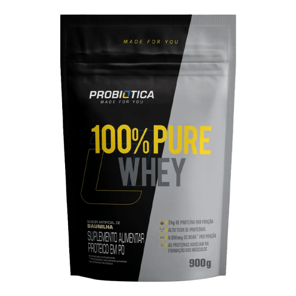 100% Pure Whey refil 900g baunilha Probiotica