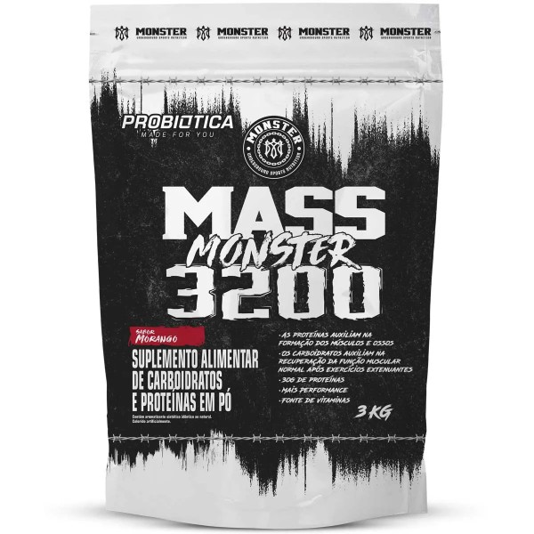 Massa monster 3200 3kg morango Probiotica