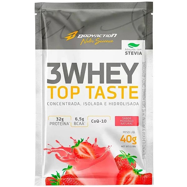 Sache 3 Whey Top Taste 40g Morango Bodyacion